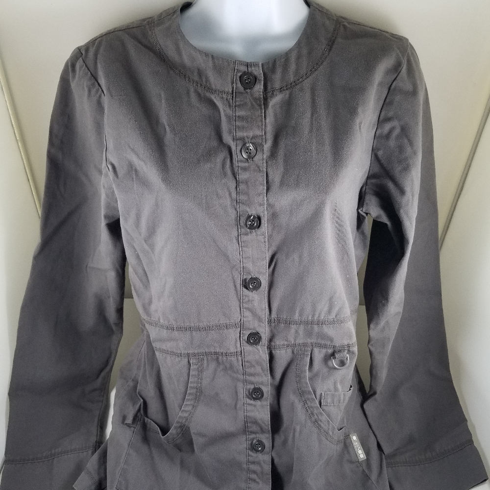 Womens Olive Green Koi Button LS Shirt Jacket XS